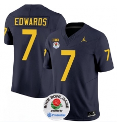 Men's Michigan Wolverines #7 Donovan Edwards 2023 F.U.S.E. Navy Blue Rose Bowl Stitched Jersey