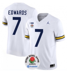 Men's Michigan Wolverines #7 Donovan Edwards 2023 F.U.S.E. White Rose Bowl Stitched Jersey