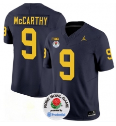 Men's Michigan Wolverines #9 J.J. McCarthy 2023 F.U.S.E. Navy Blue Rose Bowl Stitched Jersey