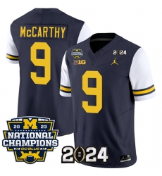 Men's Michigan Wolverines #9 J.J. McCarthy Navy White 2024 F.U.S.E. With 2023 National Champions Stitched Jersey