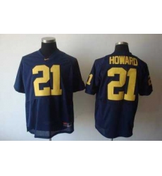 Wolverines #21 Desmond Howard Blue Embroidered NCAA Jerseys