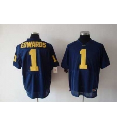 Wolverines Braylon Edwards #1 Blue Embroidered NCAA Jersey