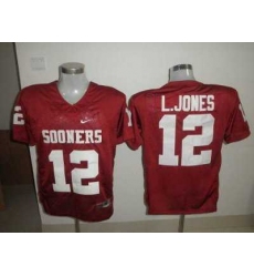 Sooners #12 Landy Jones Red Embroidered NCAA Jersey