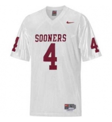 Sooners #4 White Embroidered NCAA Jersey