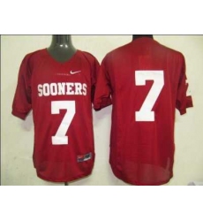 Sooners #7 Red Embroidered NCAA Jersey