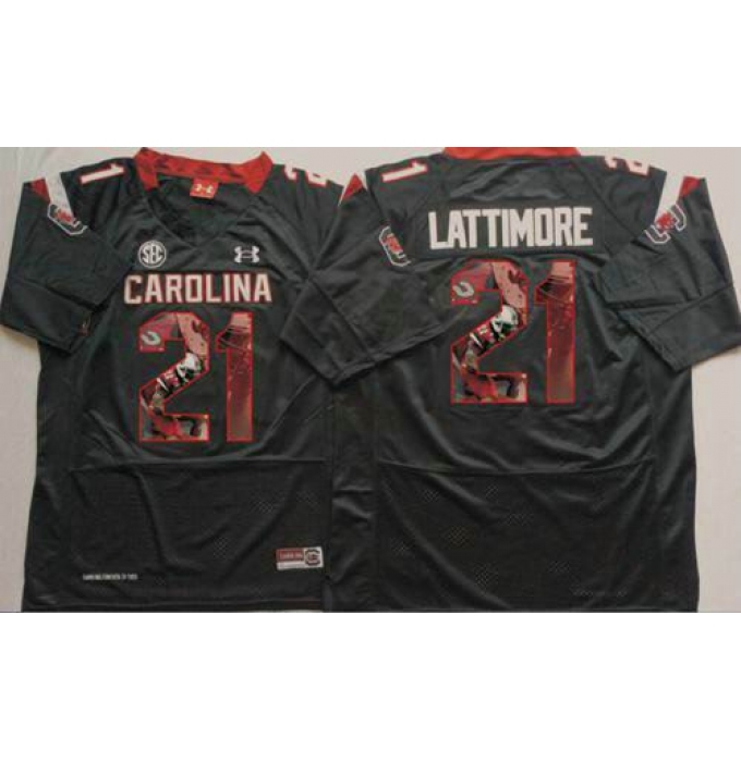 South Carolina Fighting Gamecocks #21 Marcus Lattimore Black Player Fashion Stitched NCAA Jersey