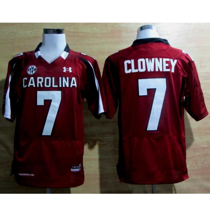 Under Armour South Carolina Javedeon Clowney 7 New SEC Patch NCAA Football - Maroon