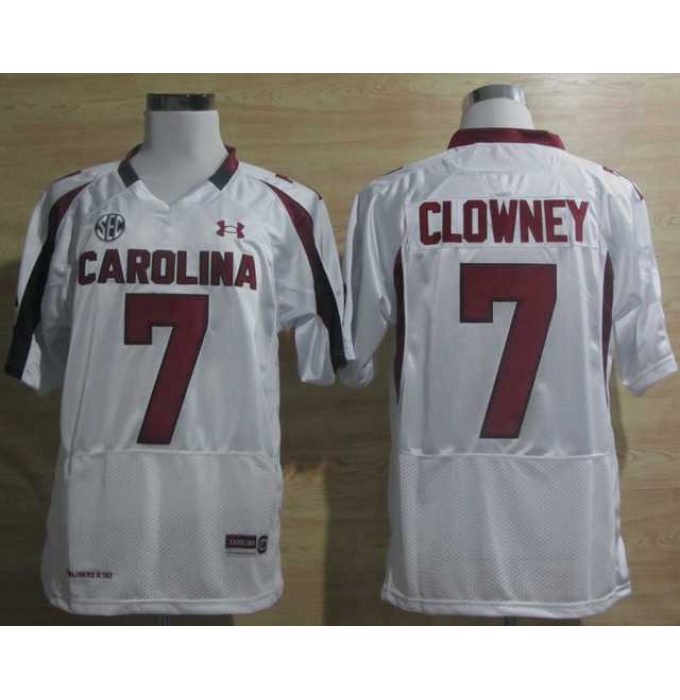 Under Armour South Carolina Javedeon Clowney 7 New SEC Patch NCAA Football - White