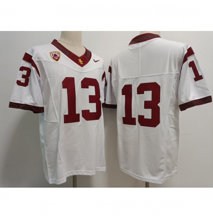 Men's Nike USC Trojans Caleb Williams #13 2023 F U S E Stitched White Football Jersey