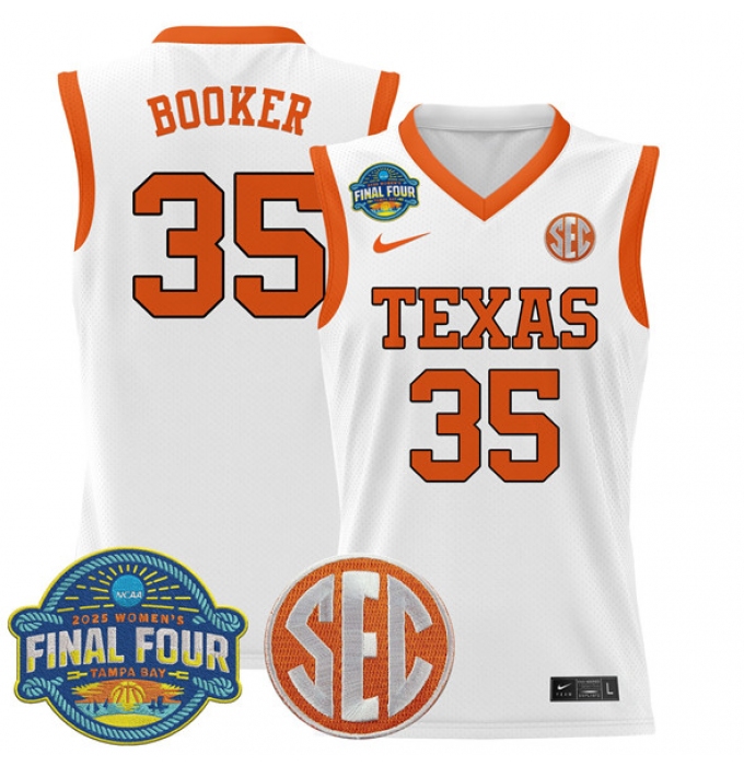 Men's Texas Longhorns #35 Madison Booker White 2025 Sec Women’s Final Four Stitched Basketball Jersey