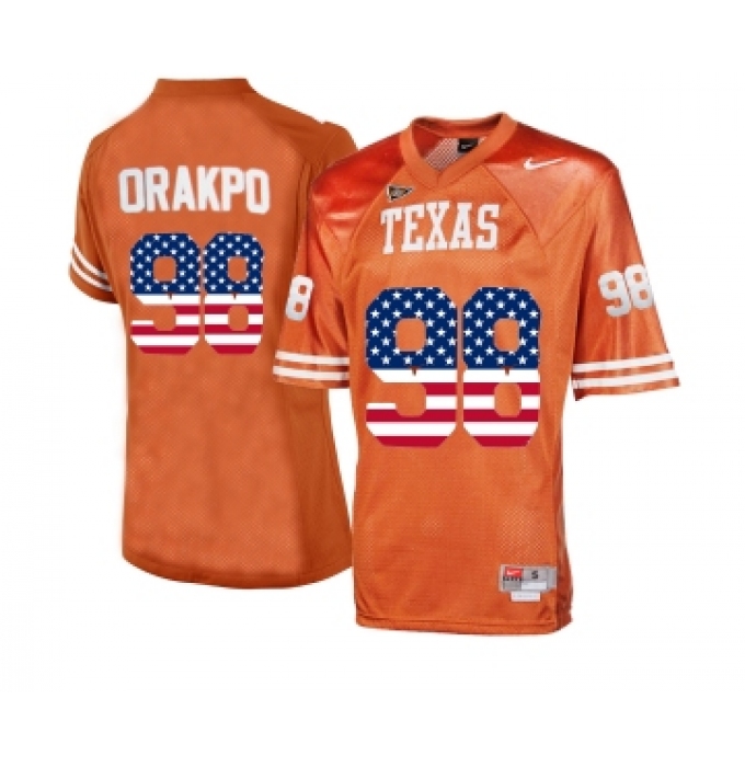 Texas Longhorns 98 Brian Orakpo Orange College Football Throwback Jersey