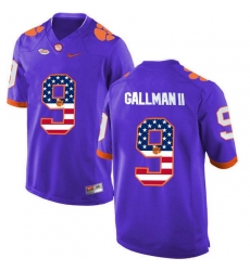 Clemson Tigers #9 Wayne Gallman II Purple USA Flag College Football Jersey
