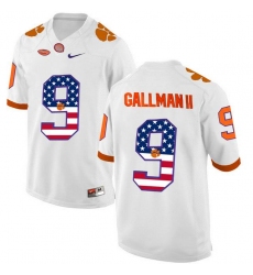 Clemson Tigers #9 Wayne Gallman II White USA Flag College Football Jersey