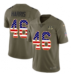 Youth Nike Cincinnati Bengals #46 Clark Harris Limited Olive USA Flag 2017 Salute to Service NFL Jersey