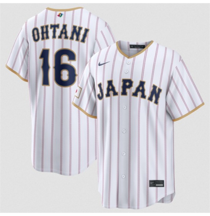 Men's Japan Baseball #16 Shohei Ohtani White 2026 World Baseball Classic Home Stadium Stitched Jersey