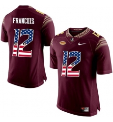 Florida State Seminoles #12 Deondre Francois Red USA Flag College Football Limited Jersey