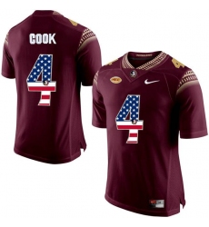 Florida State Seminoles #4 Dalvin Cook Red USA Flag College Football Limited Jersey