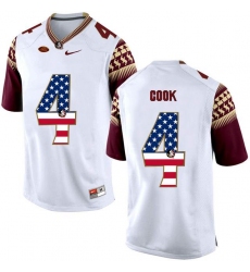 Florida State Seminoles #4 Dalvin Cook White USA Flag College Football Limited Jersey