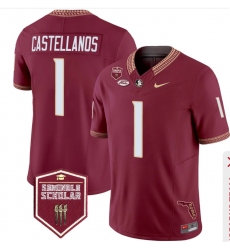 Men's Florida State Seminoles #1 Castellanos Red Limited NCAA Jersey