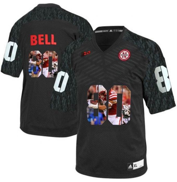 Nebraska Cornhuskers #80 Kenny Bell Black With Portrait Print College Football Jersey