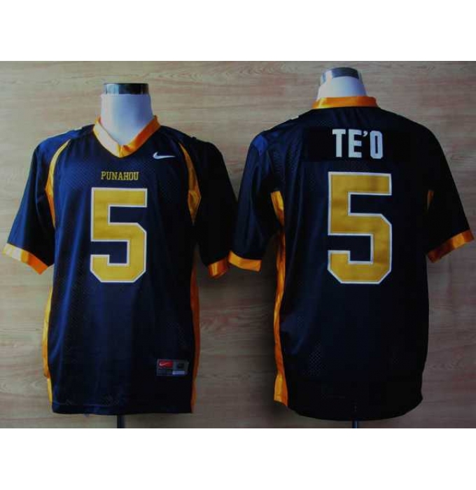 NEW Punahou High School(Honolulu)Manti Te'O 5 Blue Football Jerseys