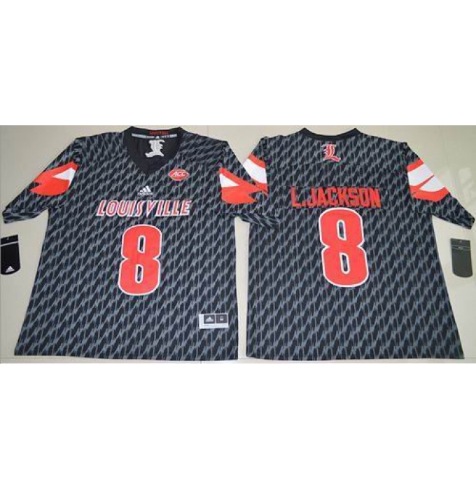 Louisville Cardinals #8 Lamar Jackson Black AAC Patch Stitched NCAA Jersey