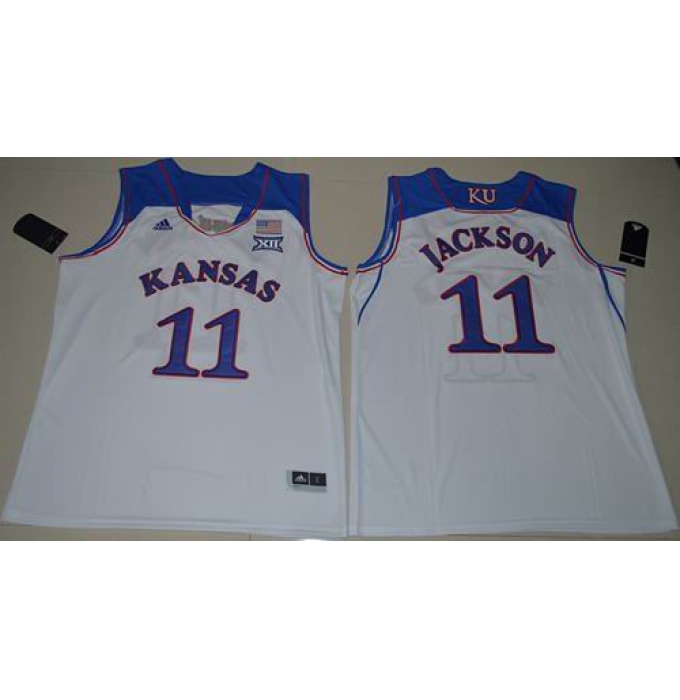 Kansas Jayhawks #11 Josh Jackson White Basketball Authentic Stitched NCAA Jersey