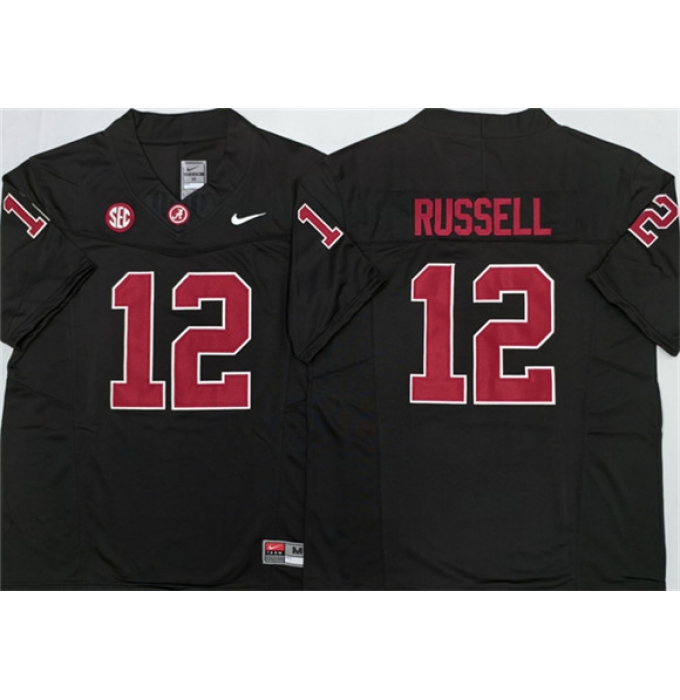Men's Alabama Crimson Tide #12 Keelon Russell Black 2026 F.U.S.E Stitched Football Jersey