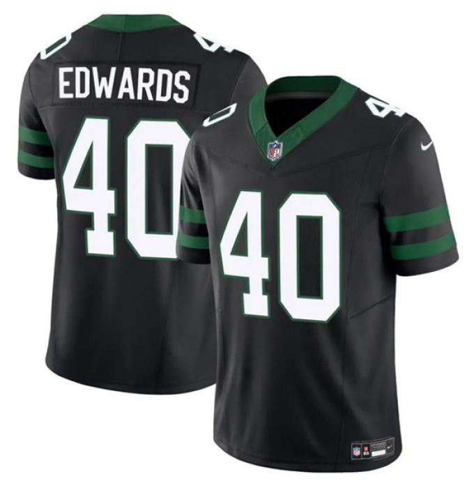 Men's New York Jets #40 Donovan Edwards Black 2025 F.U.S.E. Vapor Untouchable Limited Football Stitched Jersey