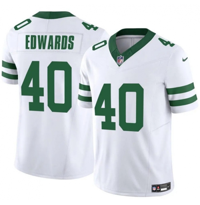 Men's New York Jets #40 Donovan Edwards White 2025 F.U.S.E. Vapor Untouchable Limited Football Stitched Jersey