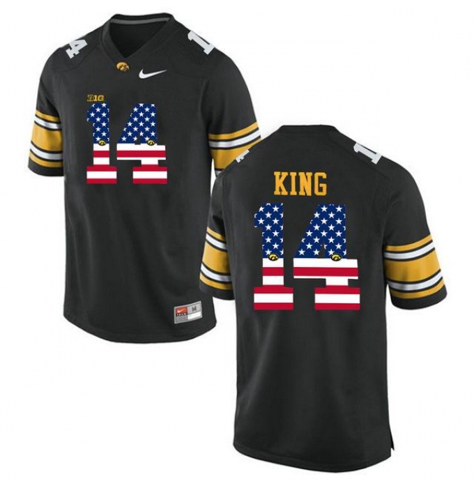 Iowa Hawkeyes #14 Desmond King Black USA Flag College Football Limited Jersey
