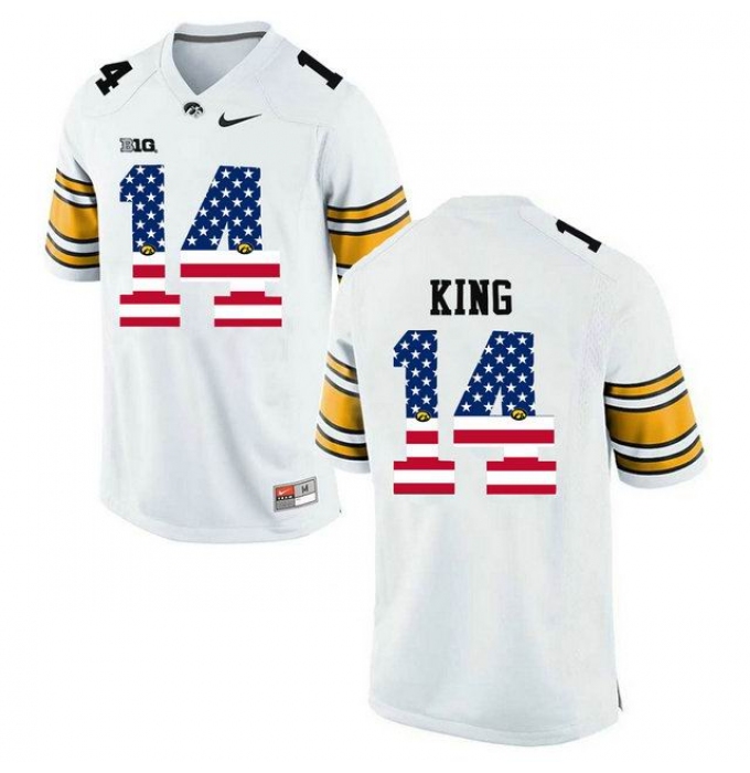 Iowa Hawkeyes #14 Desmond King White USA Flag College Football Limited Jersey