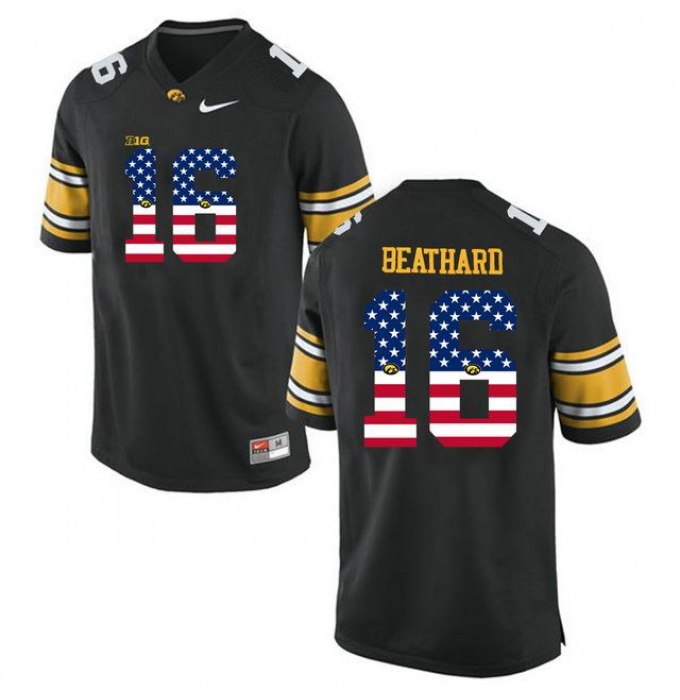 Iowa Hawkeyes #16 C.J Beathard Black USA Flag College Football Limited Jersey