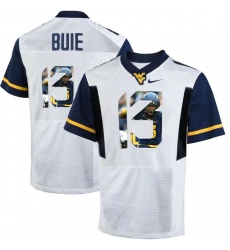 West Virginia Mountaineers #13 Andrew Buie White With Portrait Print College Football Jersey