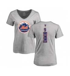 Baseball Women's New York Mets #9 Brandon Nimmo Ash Backer T-Shirt