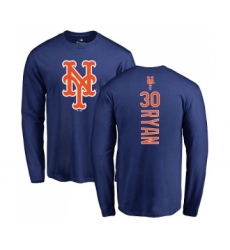 MLB Nike New York Mets #30 Nolan Ryan Royal Blue Backer Long Sleeve T-Shirt