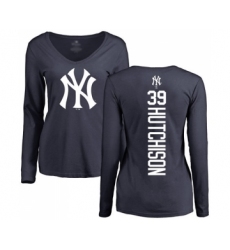 Baseball Women's New York Yankees #39 Drew Hutchison Navy Blue Backer Long Sleeve T-Shirt