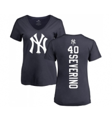 MLB Women's Nike New York Yankees #40 Luis Severino Navy Blue Backer T-Shirt