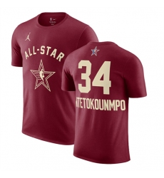 Men's 2024 All-Star #34 Giannis Antetokounmpo Crimson T-Shirt