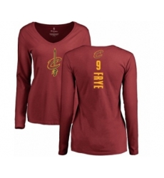 NBA Women's Nike Cleveland Cavaliers #9 Channing Frye Maroon Backer Long Sleeve T-Shirt