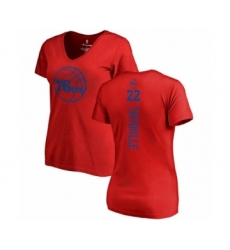 Basketball Women's Philadelphia 76ers #22 Mattise Thybulle Red One Color Backer Slim-Fit V-Neck T-Shirt