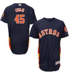 Men's Majestic Houston Astros #45 Gerrit Cole Navy Blue Alternate Flex Base Authentic Collection MLB Jersey