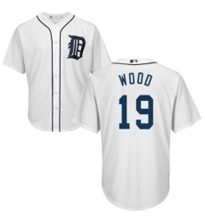 Youth Majestic Detroit Tigers #19 Travis Wood Replica White Home Cool Base MLB Jersey