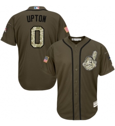 Youth Majestic Cleveland Indians #0 B.J. Upton Authentic Green Salute to Service MLB Jersey
