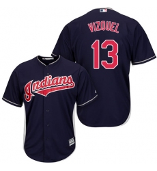 Youth Majestic Cleveland Indians #13 Omar Vizquel Authentic Navy Blue Alternate 1 Cool Base MLB Jersey