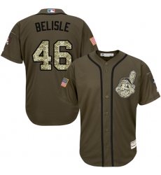 Men's Majestic Cleveland Indians #46 Matt Belisle Replica Green Salute to Service MLB Jersey