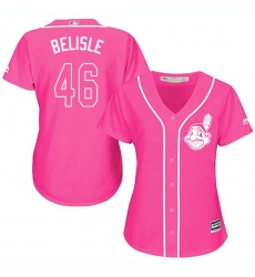 Women's Majestic Cleveland Indians #46 Matt Belisle Authentic Pink Fashion Cool Base MLB Jersey