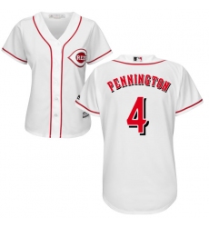 Women's Majestic Cincinnati Reds #4 Cliff Pennington Replica White Home Cool Base MLB Jersey