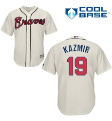 Men's Majestic Atlanta Braves #19 Scott Kazmir Replica Cream Alternate 2 Cool Base MLB Jersey