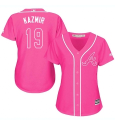 Women's Majestic Atlanta Braves #19 Scott Kazmir Replica Pink Fashion Cool Base MLB Jersey